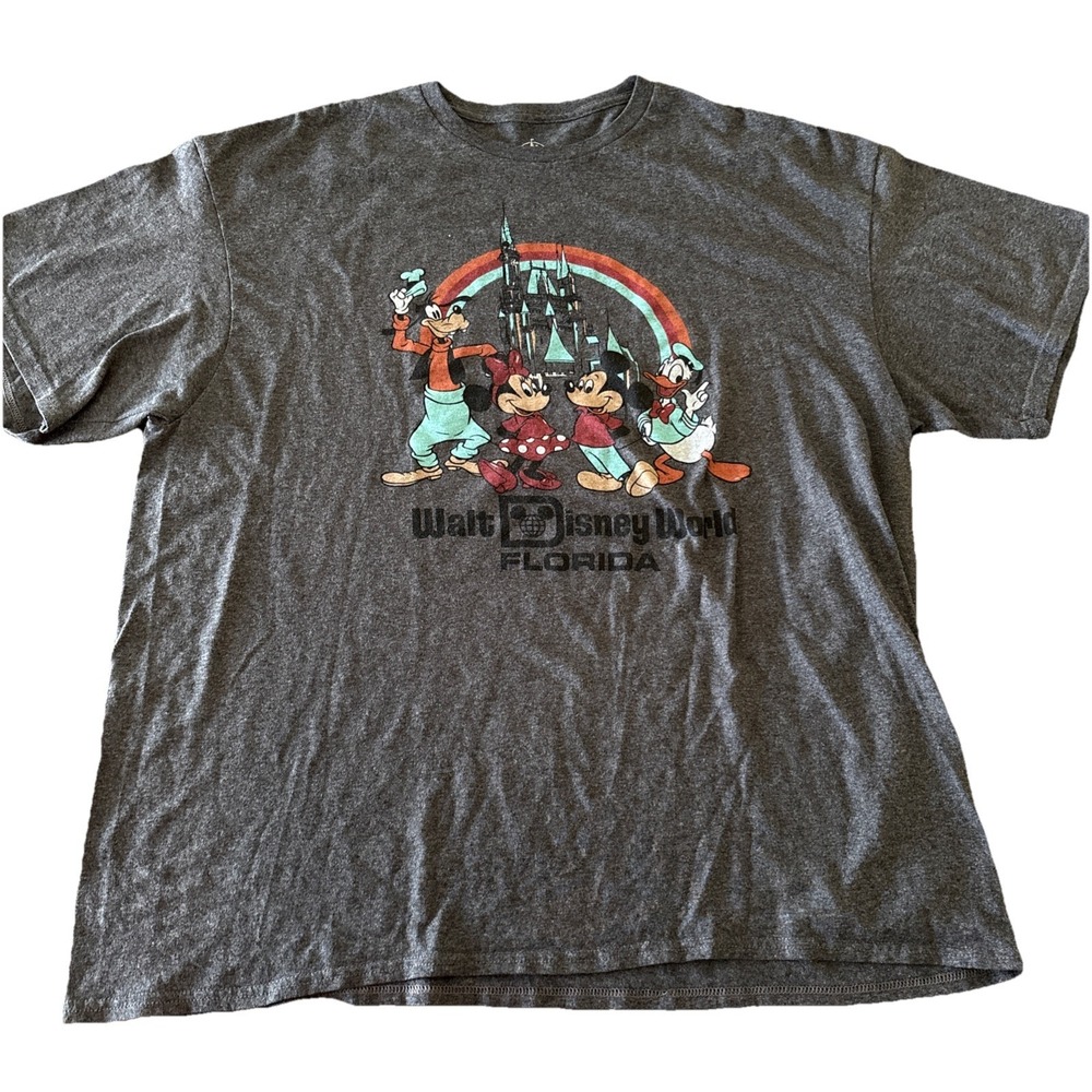 Walt Disney World T-Shirt Adult XXL Mickey Minnie Mouse Goofy Florida Mens Gray